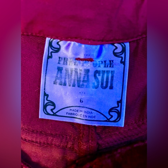 Free People x Anna Sui Rose Garden Velvet Wide Leg Pants Size 6 🌹 - Picture 4 of 6